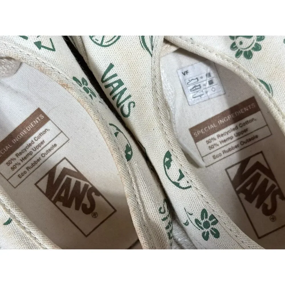 Vans Authentic Eco Theory In Our Hands Mens Size 10 White Green Skate Sneakers